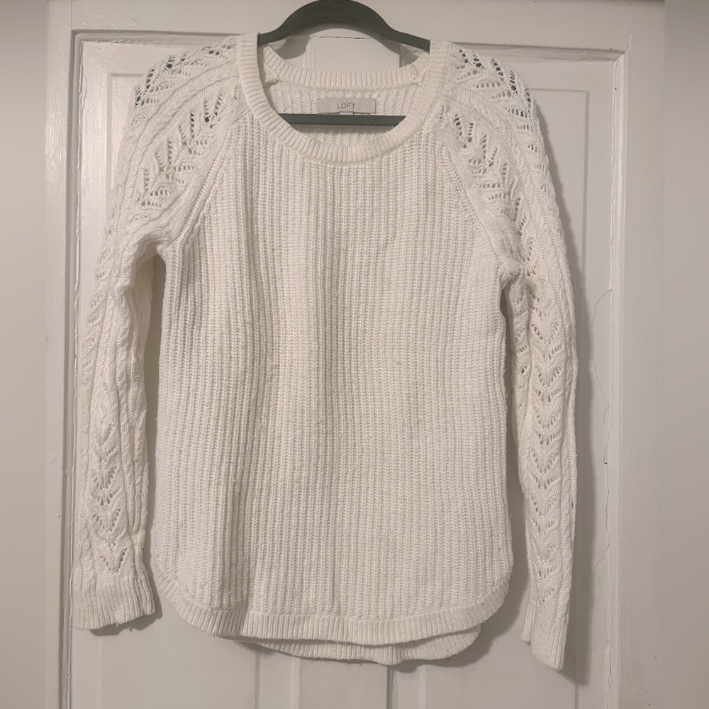 White crew neck sweater from LOFT